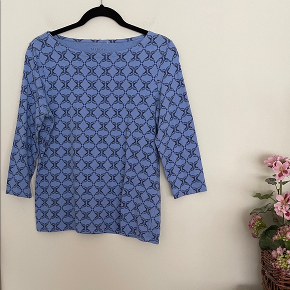 Talbots blue cotton pattern top - Picture 2 of 9